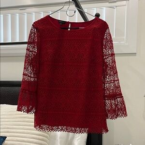 Talbots Red Lace Blouse